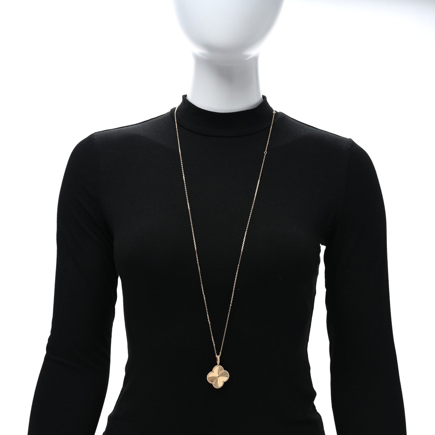 VAN CLEEF & ARPELS 18K Yellow Gold Guilloche Magic Alhambra Long Necklace