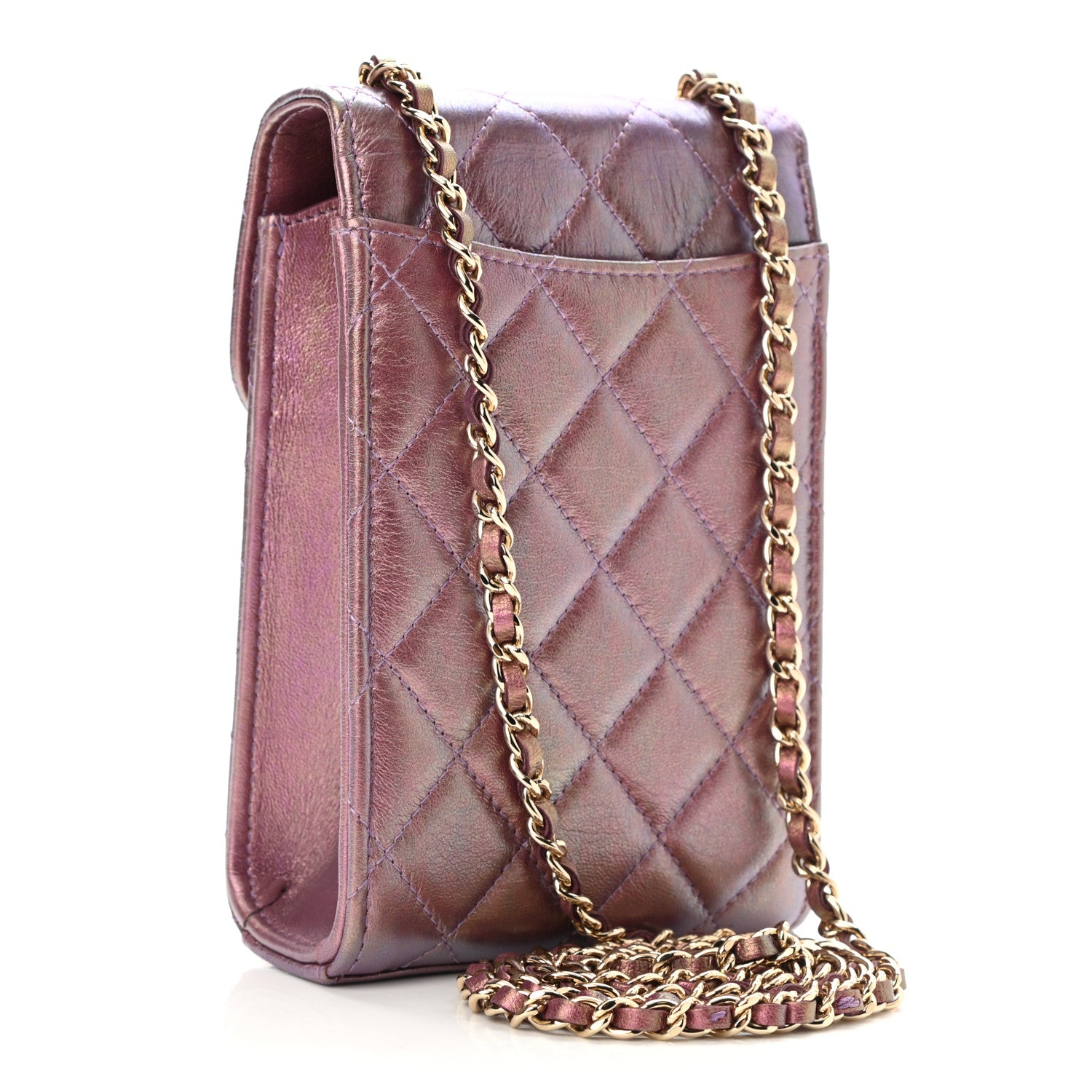 Chanel Iridescent Lambskin Quilted CC Phone Holder Purple 3 of 11