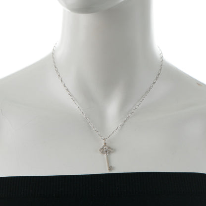 Tiffany 18K White Gold Diamond Crown Key Pendant Necklace 2 of 8