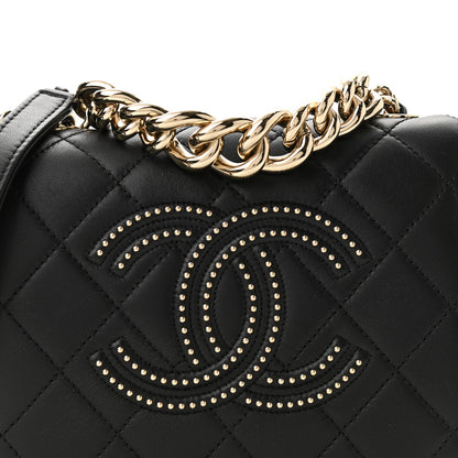 Chanel Lambskin Quilted Studded Beauty Begins Flap Black 7 of 10