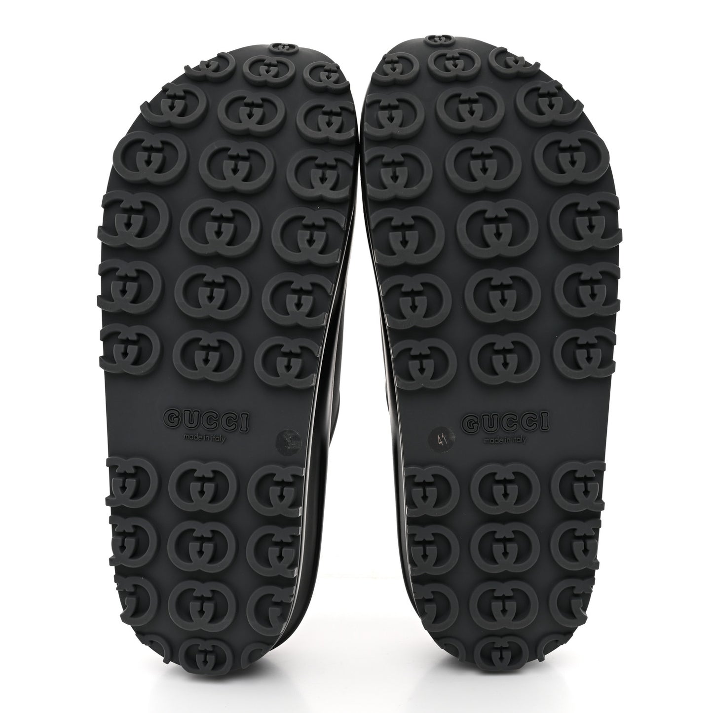 Soft Rubber Womens Interlocking G Platform 42mm Slide Sandals 41 Black