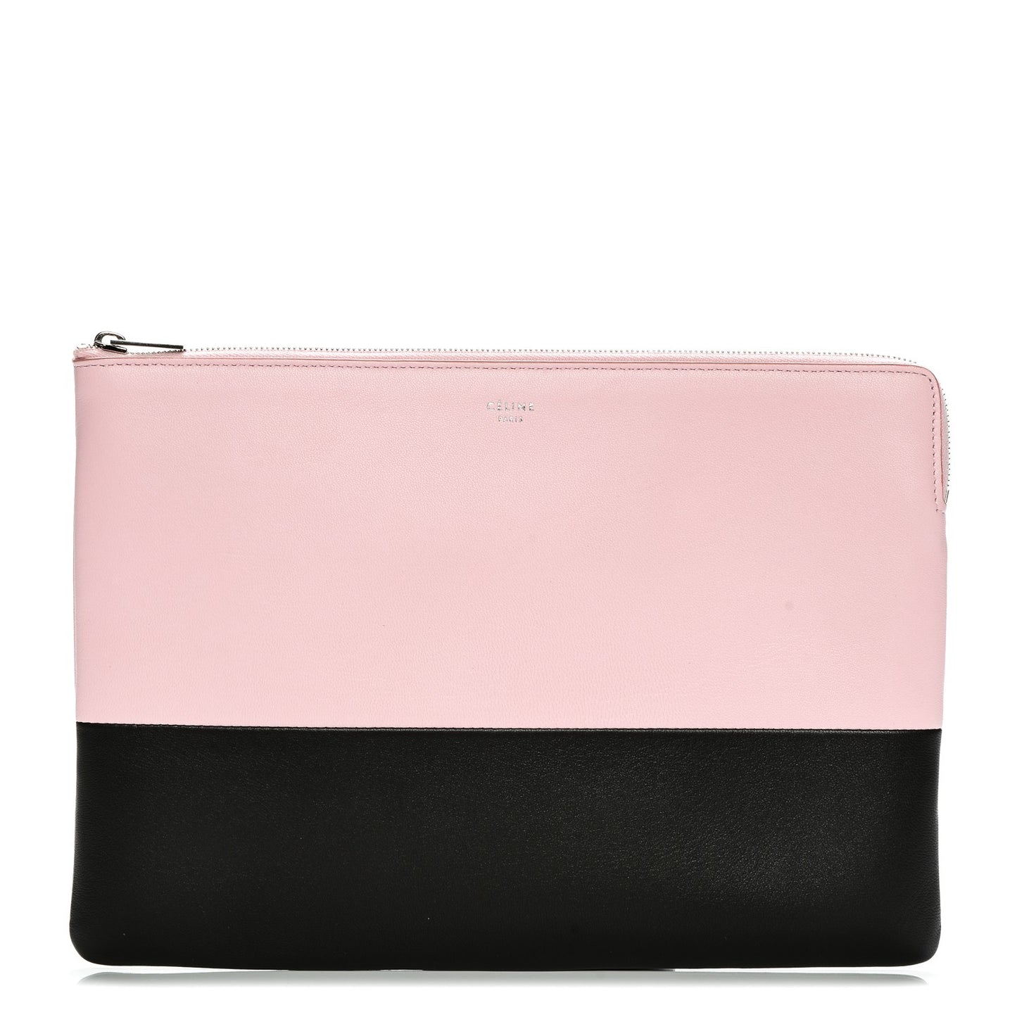 Lambskin Bi-Color Solo Clutch Pouch Pale Pink Espresso