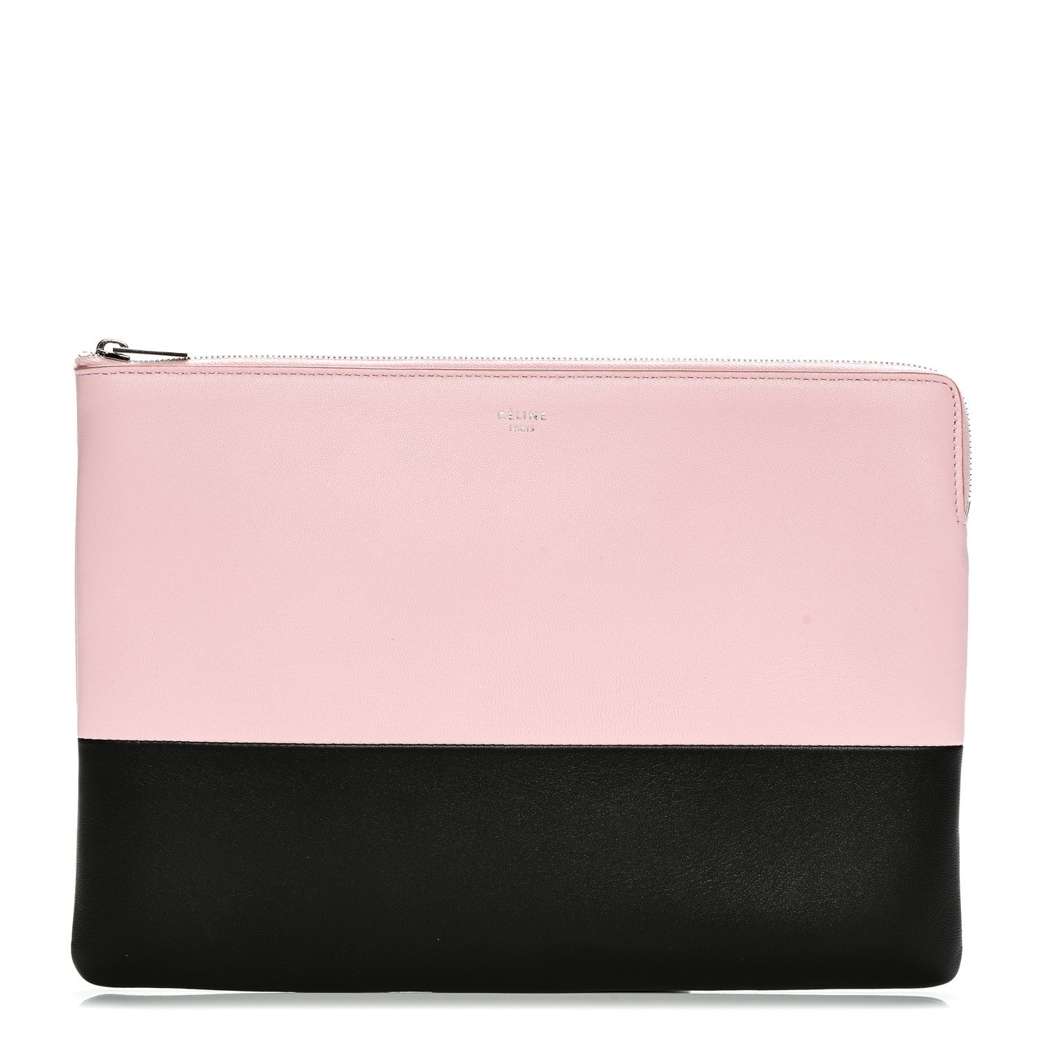 Celine Lambskin Bi-Color Solo Clutch Pouch Pale Pink Espresso 1 of 8