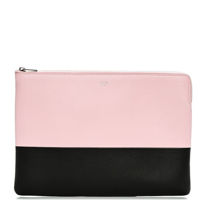 Celine Lambskin Bi-Color Solo Clutch Pouch Pale Pink Espresso 1 of 8