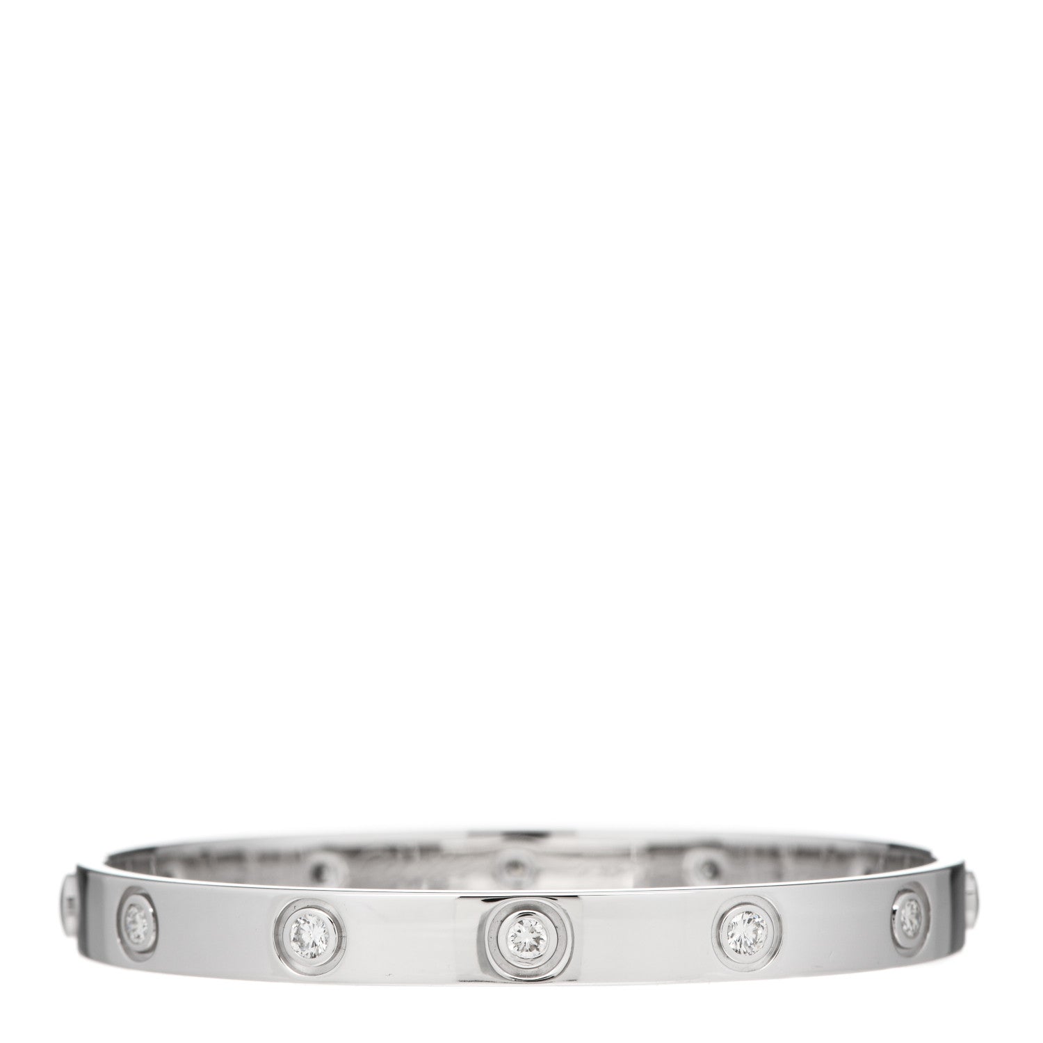 Cartier 18K White Gold 10 Diamond LOVE Bracelet 16 1 of 6