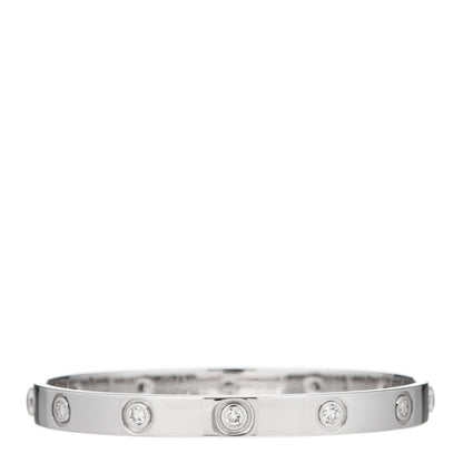 Cartier 18K White Gold 10 Diamond LOVE Bracelet 16 1 of 6