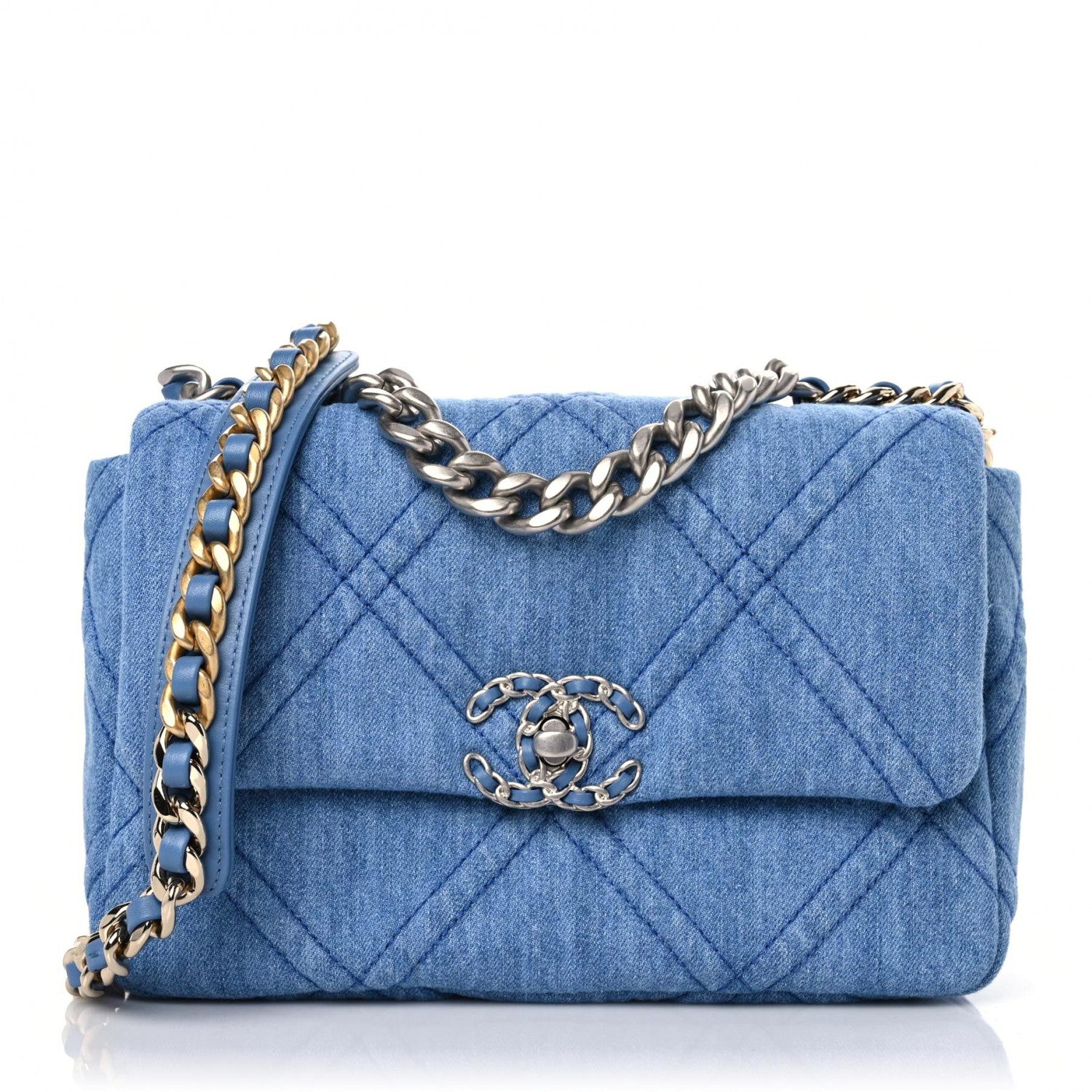 Chanel Denim Quilted Medium Chanel 19 Flap Blue 1 of 9