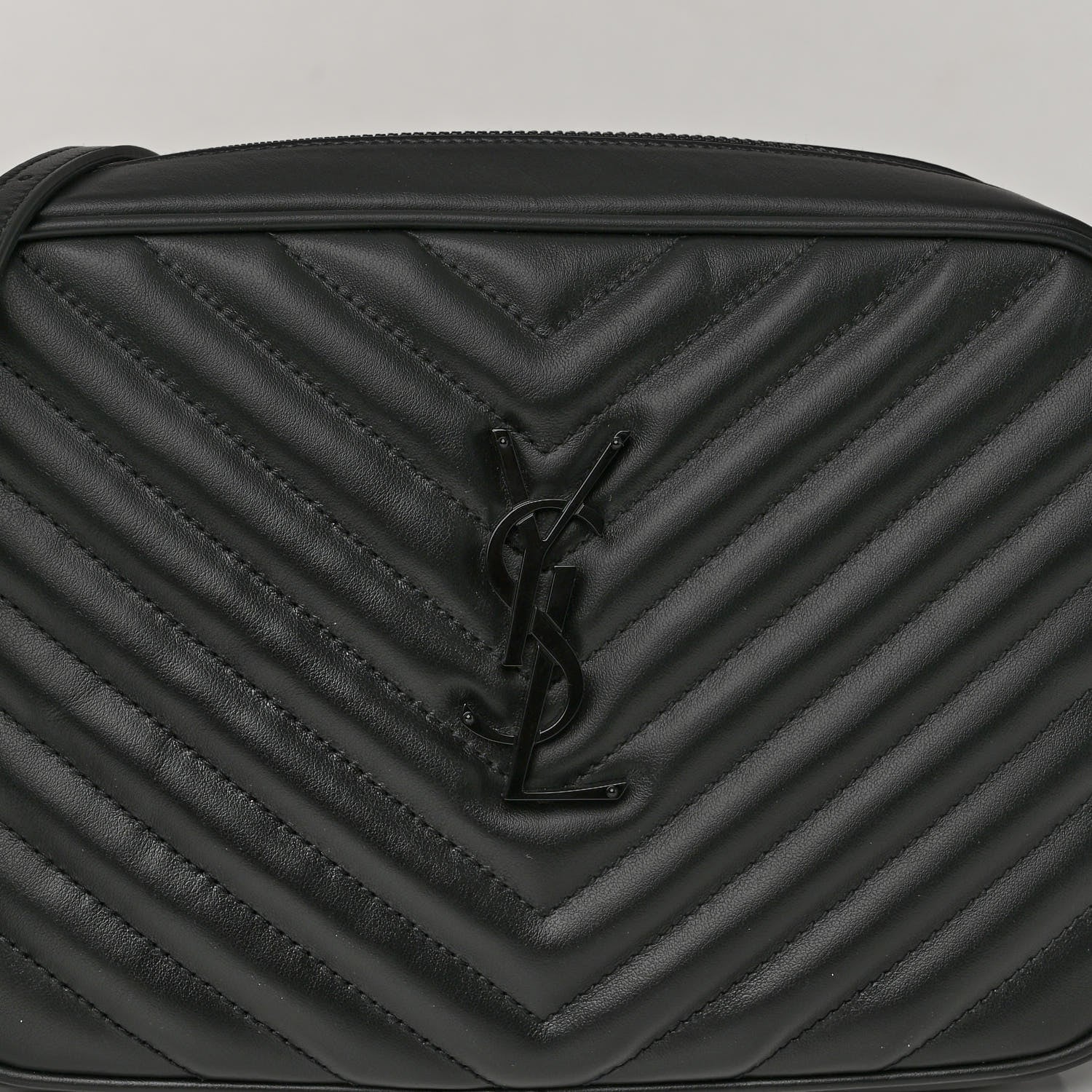 Saint Laurent Calfskin Matelasse Monogram Monochrome Lou Camera Bag Black 7 of 9