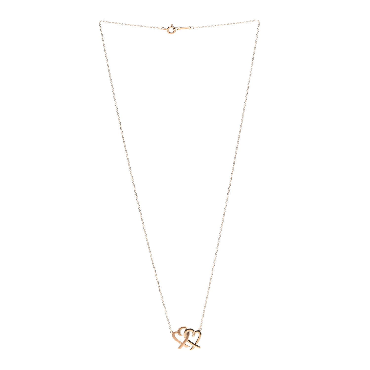 Tiffany 18K Rose Gold Paloma Picasso Loving Heart Interlocking Pendant Necklace 3 of 7