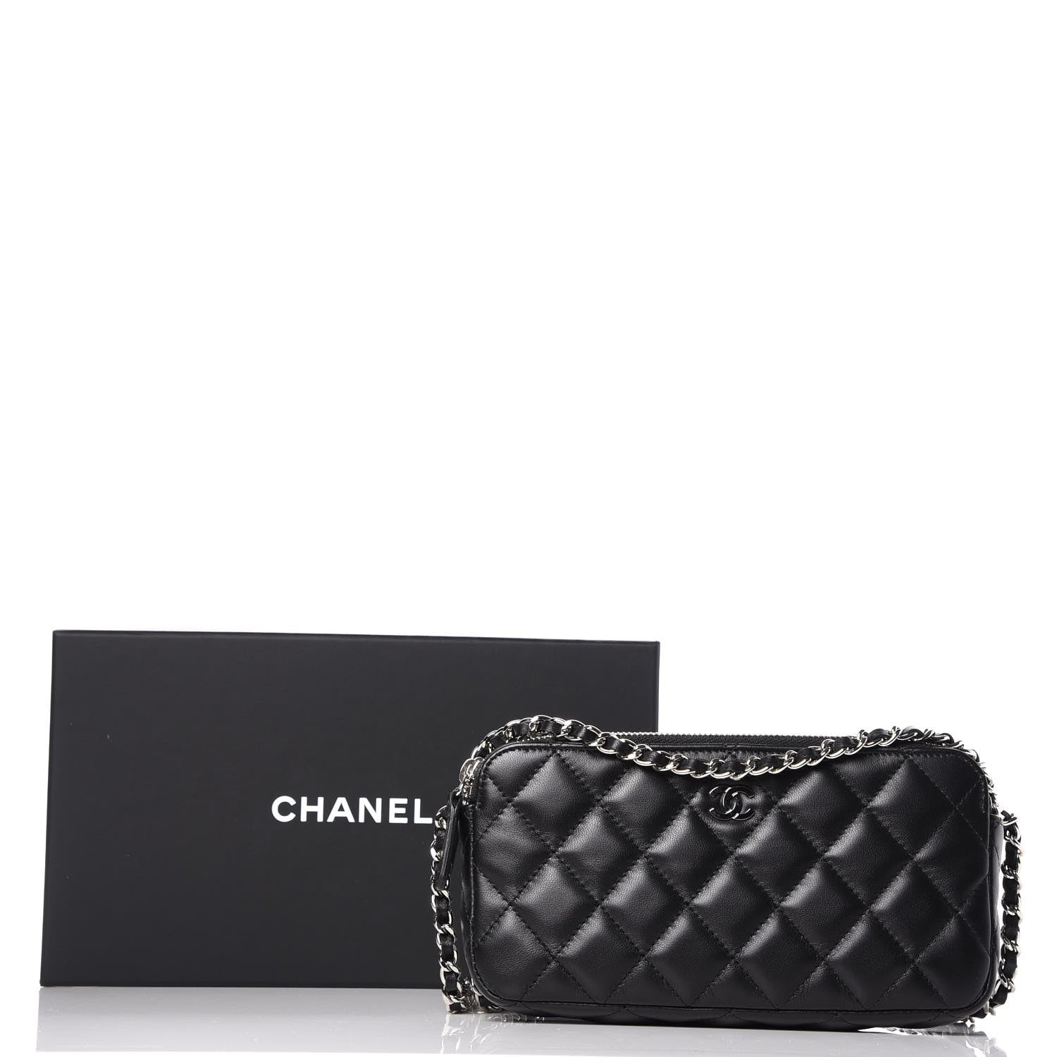 Chanel Lambskin Quilted Small Clutch With Chain Black 9 of 9