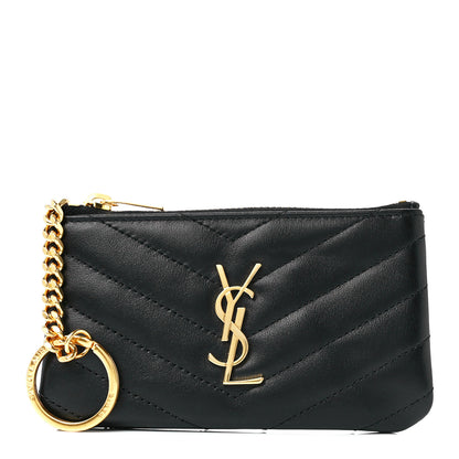 Saint Laurent Calfskin Matelasse Monogram Key Pouch Black 1 of 11