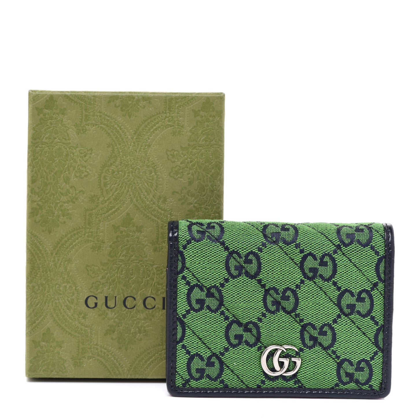 Monogram Multicolor Matelasse Diagonal GG Marmont Card Case Wallet Green Blue Yellow Candy Mousse