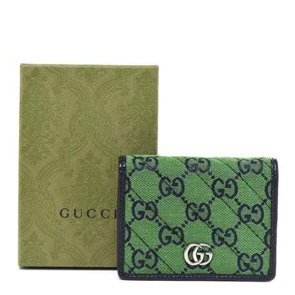 Gucci Monogram Multicolor Matelasse Diagonal GG Marmont Card Case Wallet Green Blue Yellow Candy Mousse 8 of 8