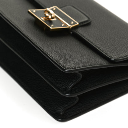 Dolce & Gabbana Grained Calfskin Rosalia Shoulder Bag Black 10 of 11