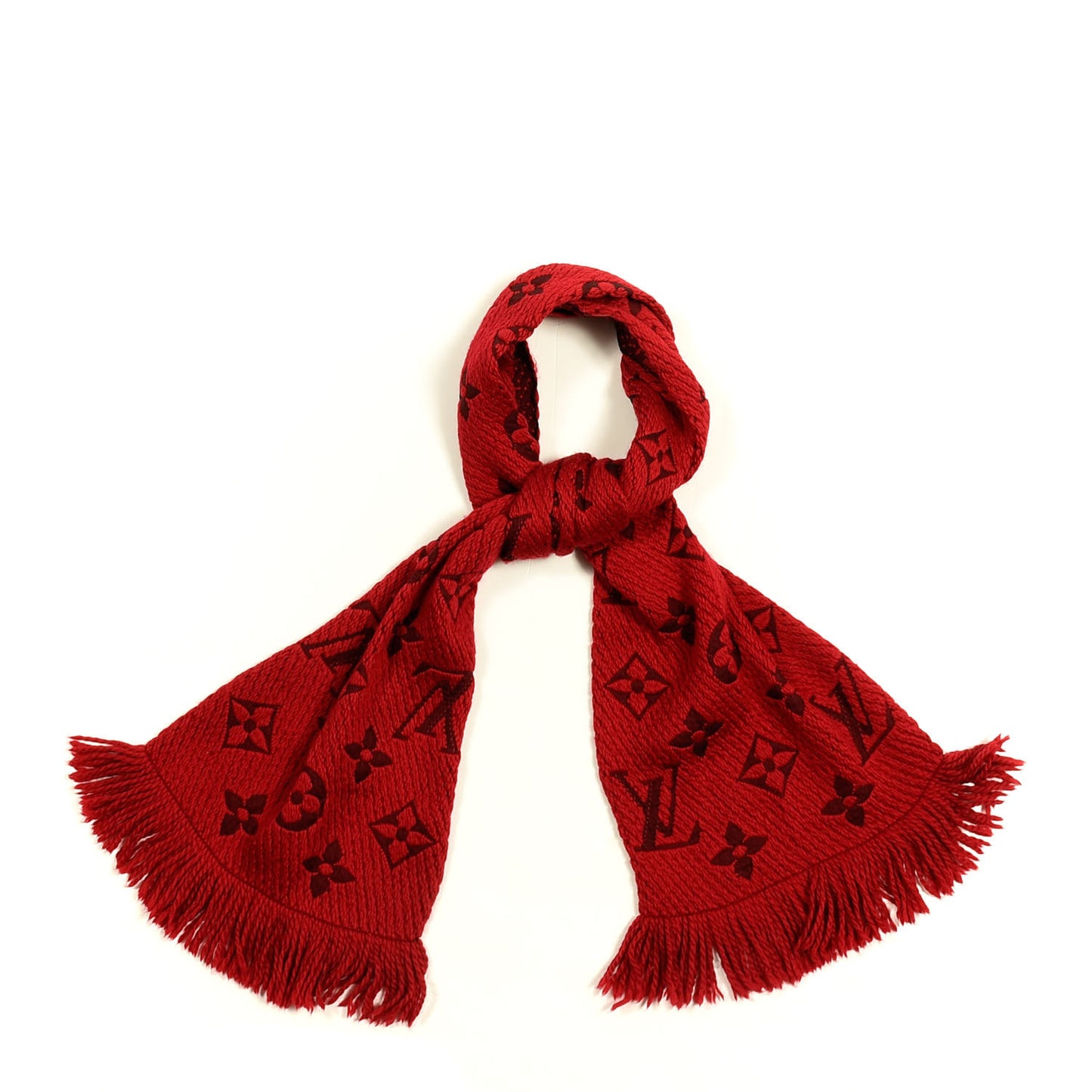 Wool Silk Logomania Scarf Rubis