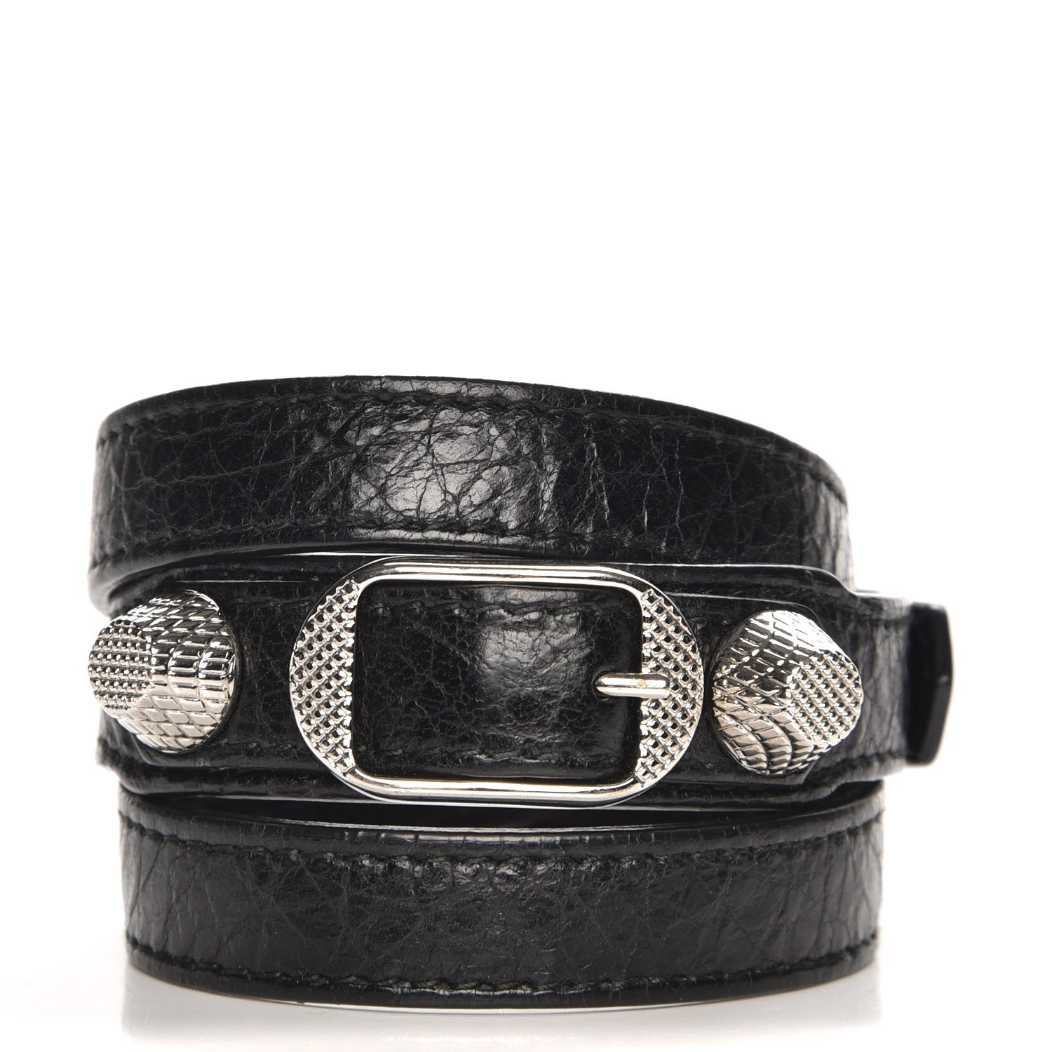 Balenciaga Agneau Giant Silver Hardware Triple Tour M Bracelet Black 1 of 6