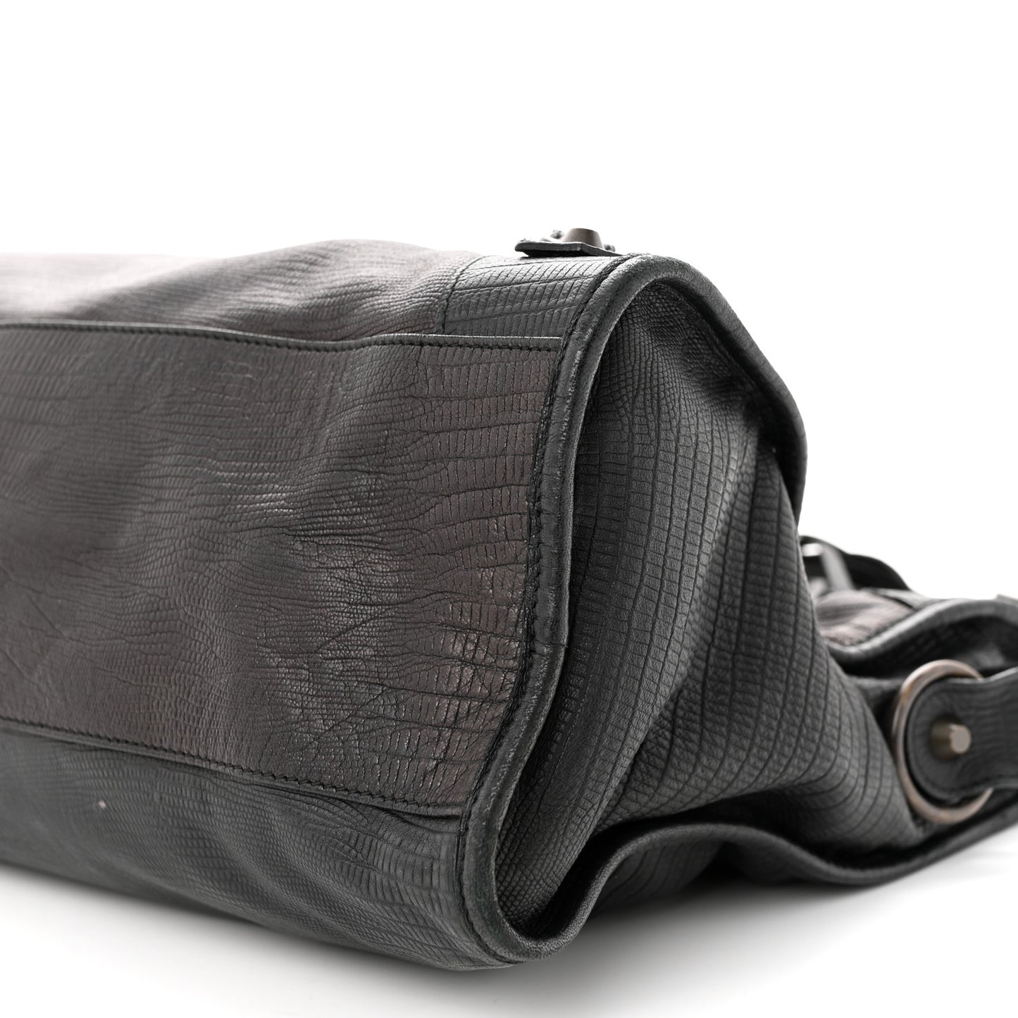 Calfskin Lizard Embossed Classic Hardware City Black