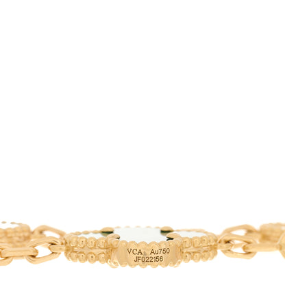 Van Cleef & Arpels 18K Yellow Gold Diamond Malachite 5 Motifs Vintage Alhambra Bracelet 4 of 4