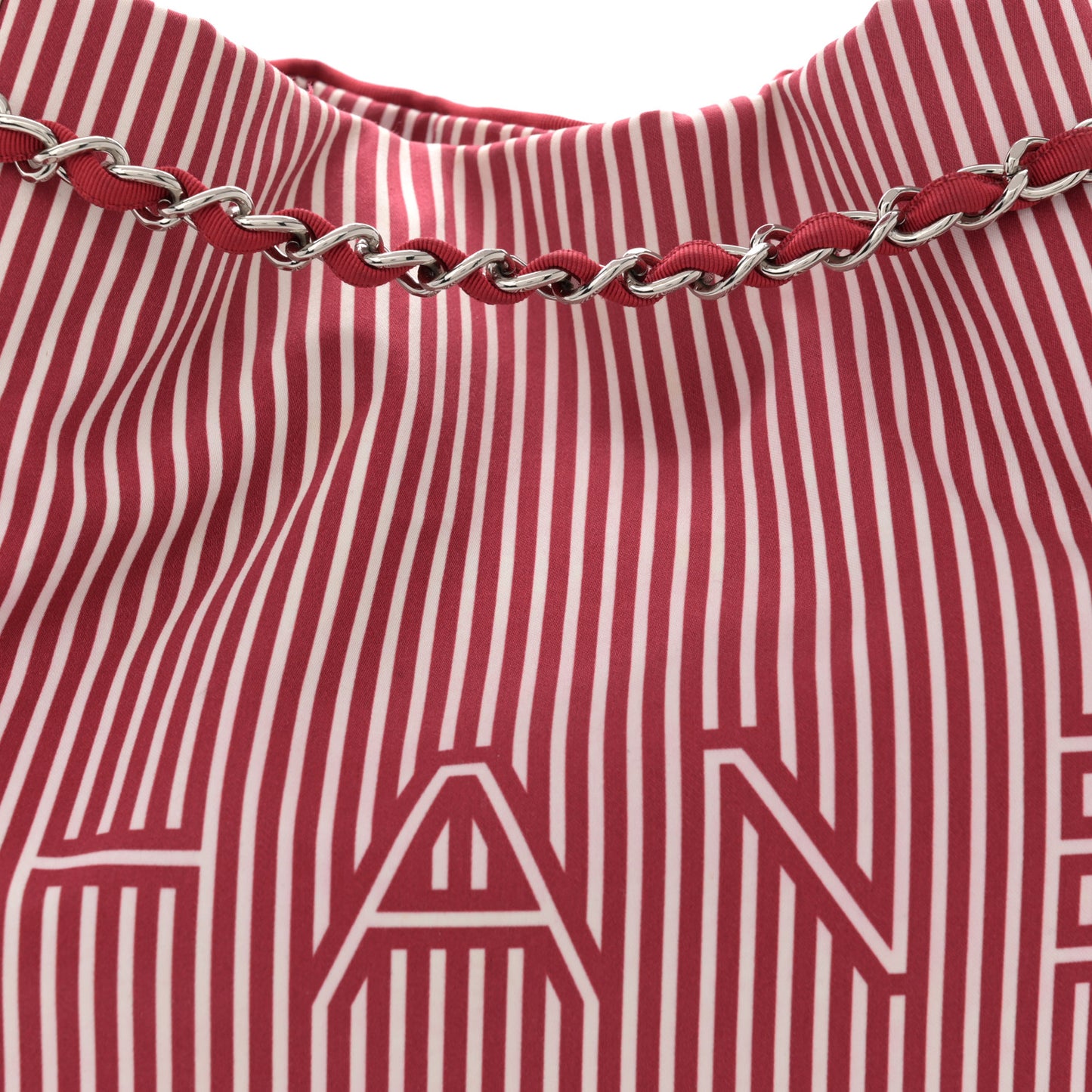 Striped Canvas Logo Tote Red
