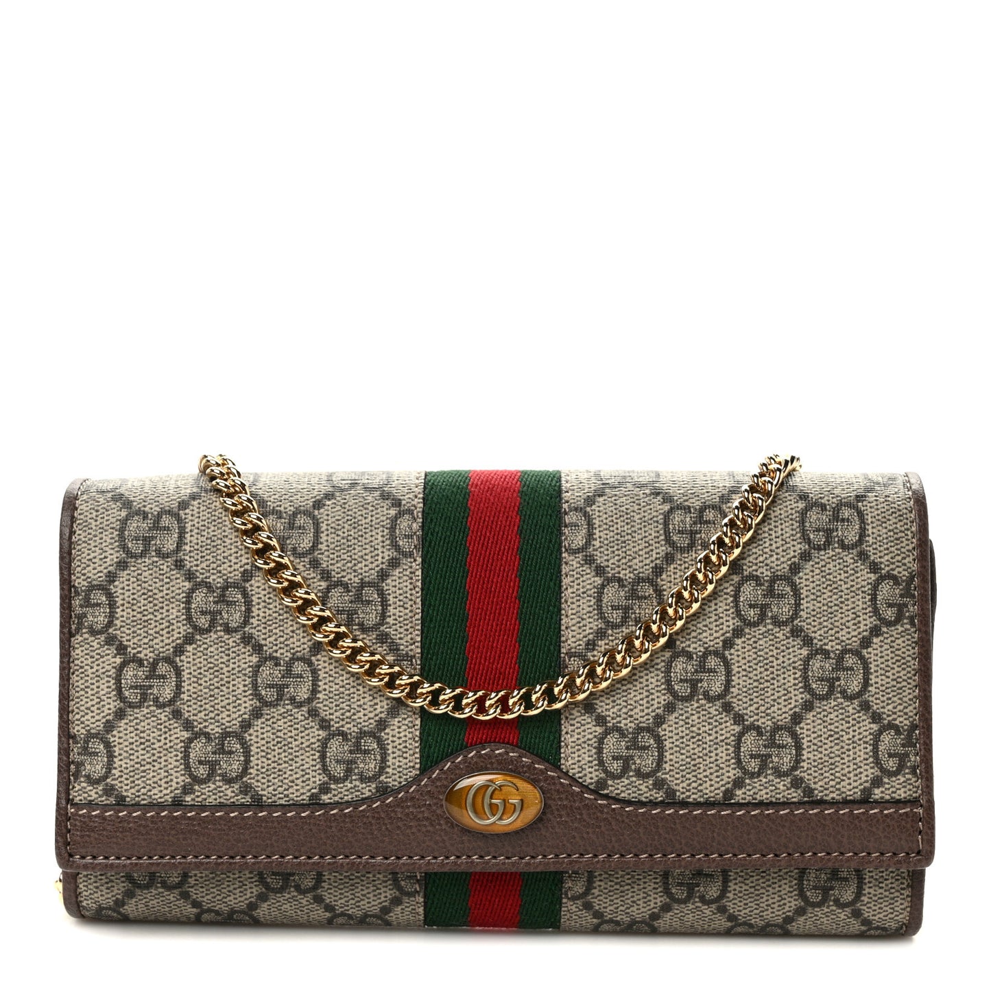 GG Supreme Monogram Web Ophidia Wallet On Chain Brown