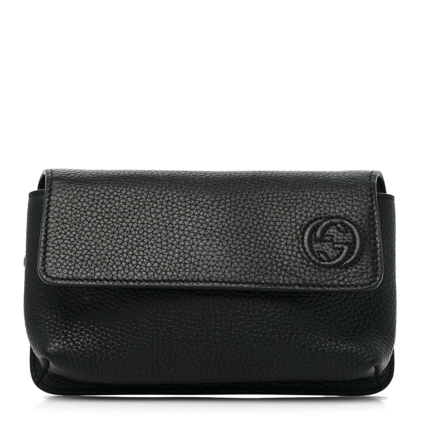 Pebbled Calfskin Soho Flap Belt Bag Black
