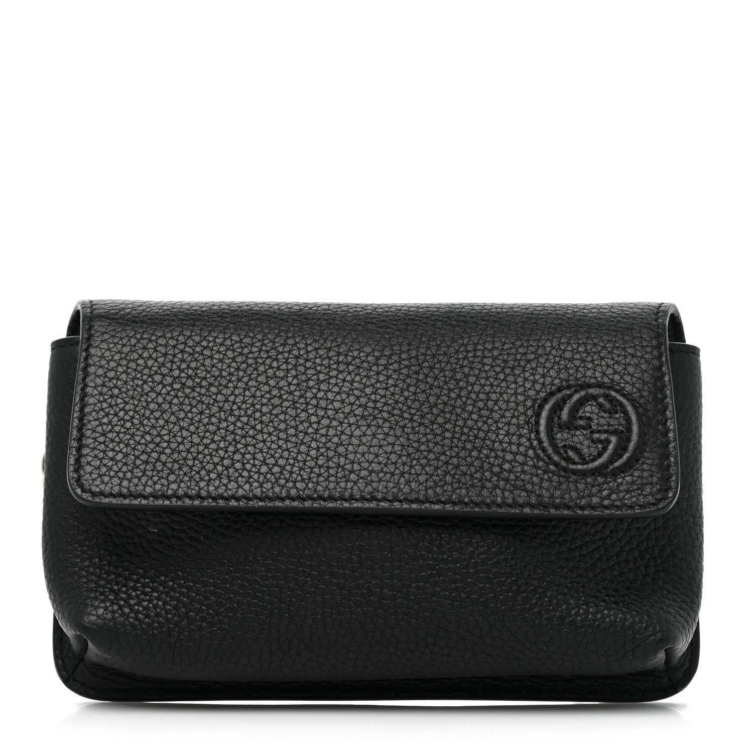 Gucci Pebbled Calfskin Soho Flap Belt Bag Black 1 of 12