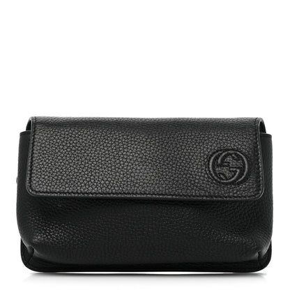 Gucci Pebbled Calfskin Soho Flap Belt Bag Black 1 of 12