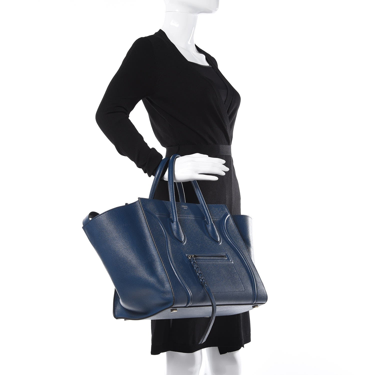 Celine Grained Calfskin Medium Phantom Luggage Deepsea 2 of 11