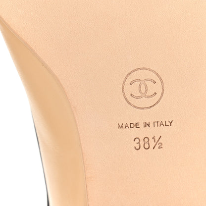 Chanel Lambskin Grosgrain Bow Cap Toe CC Slingback Flats 38.5 Beige Black 7 of 10