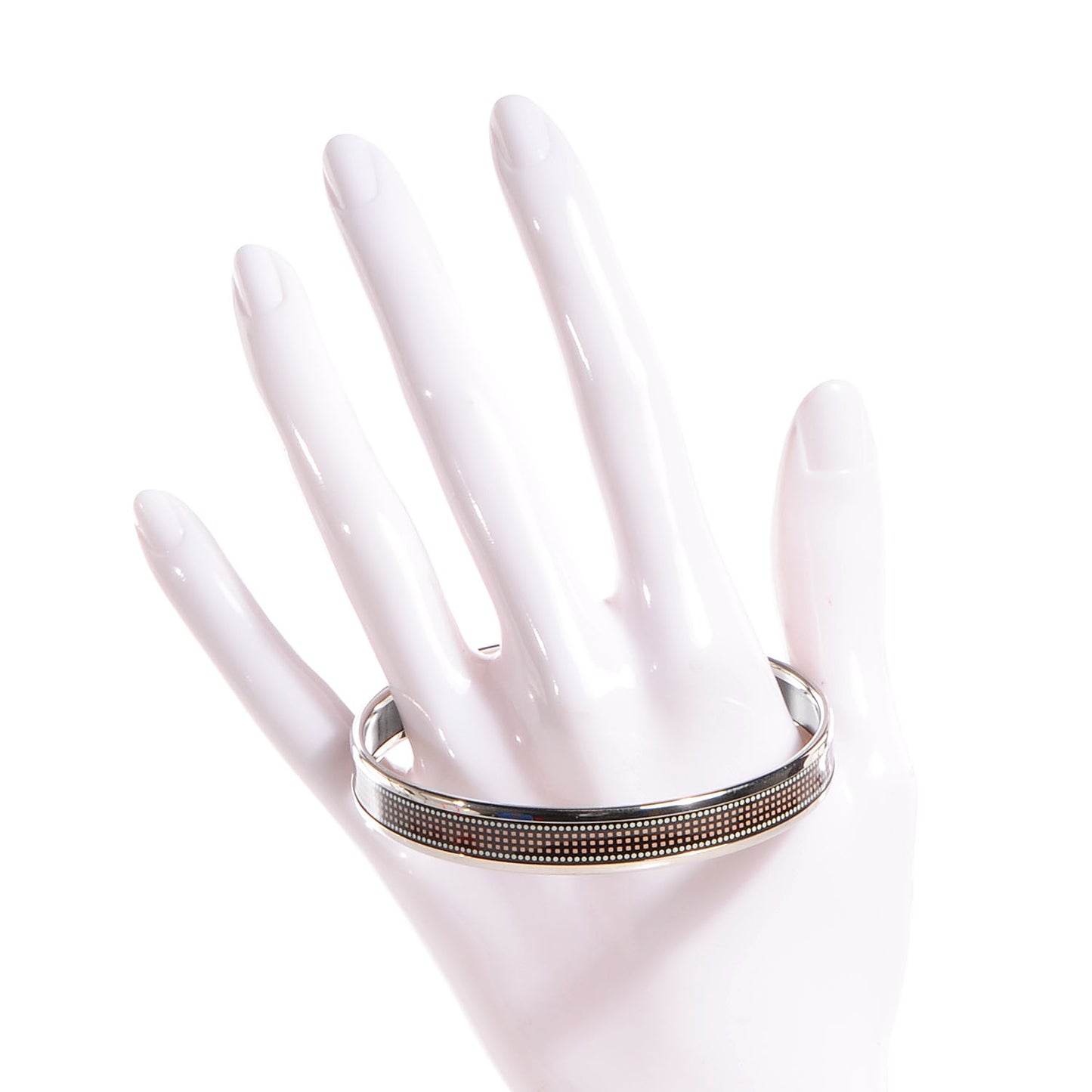 Enamel Printed Recherche H Narrow Bracelet 70 Black