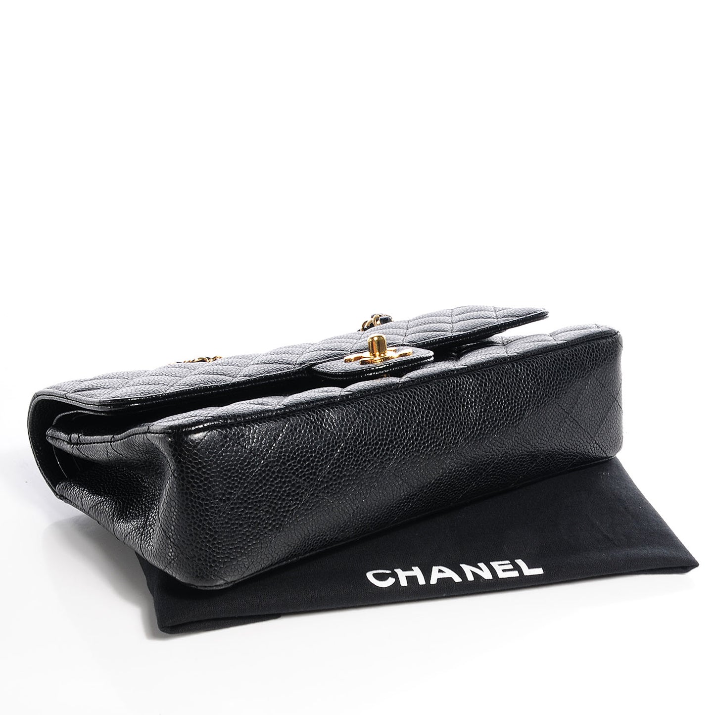 Caviar Quilted Medium Double Flap Black