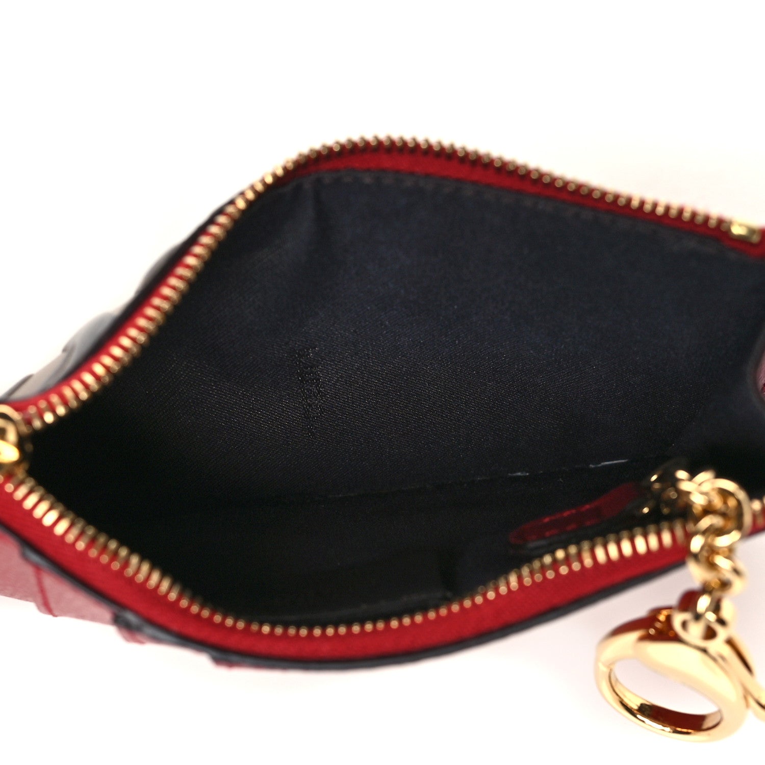 Fendi Vitello Cruise F is Fendi Bi-Color FF 1974 Embossed Key Case Pouch Maya Black Fragola 5 of 8
