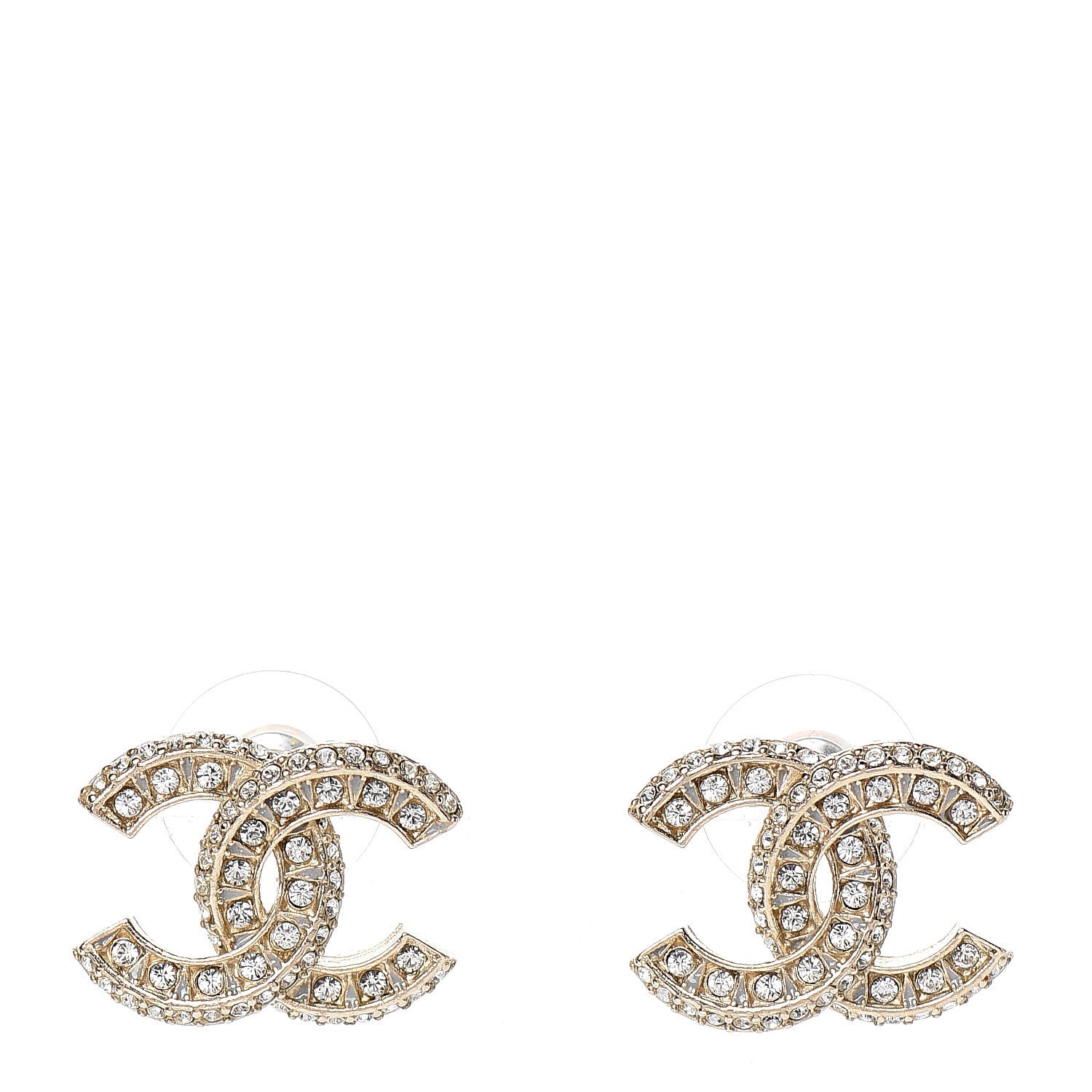 Chanel Crystal Timeless CC Earrings Light Gold 1 of 5