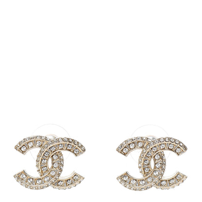 Chanel Crystal Timeless CC Earrings Light Gold 1 of 5