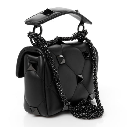 Valentino Garavani Nappa Monochrome Small Roman Stud Shoulder Bag Black 3 of 10