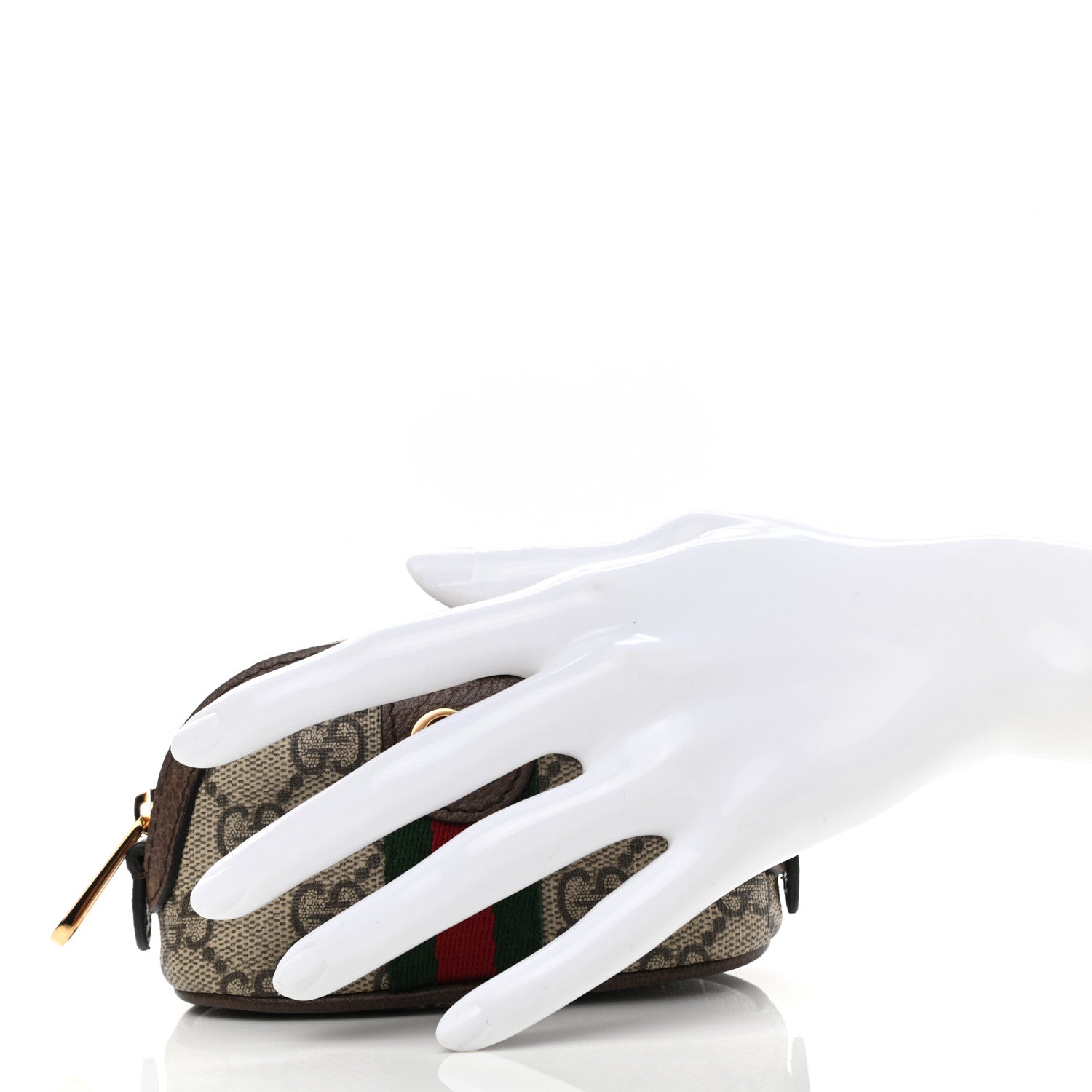 Gucci GG Supreme Monogram Web Ophidia Dome Key Pouch Beige New Acero 2 of 8