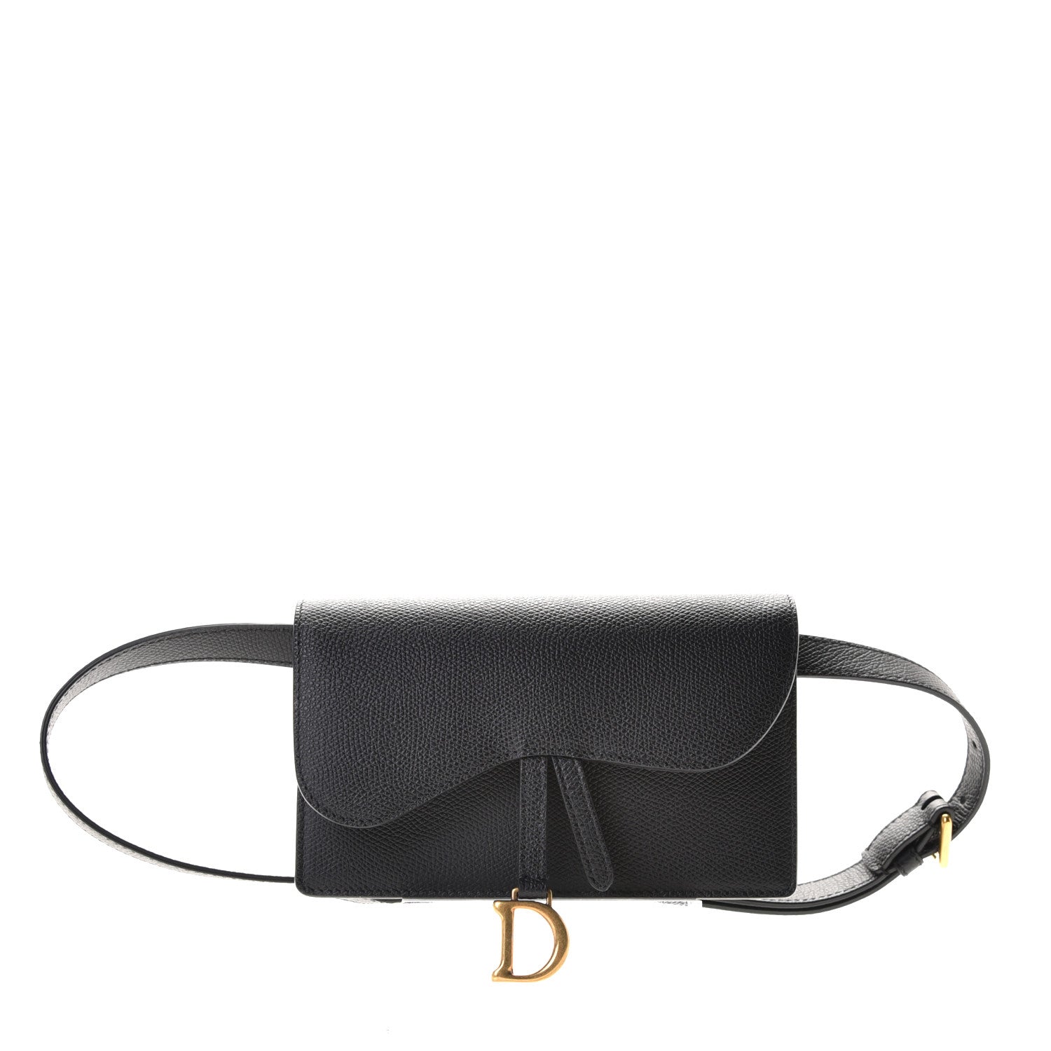 Christian Dior Grained Calfskin Saddle Belt Clutch Black 1 of 9