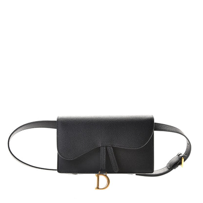 Christian Dior Grained Calfskin Saddle Belt Clutch Black 1 of 9