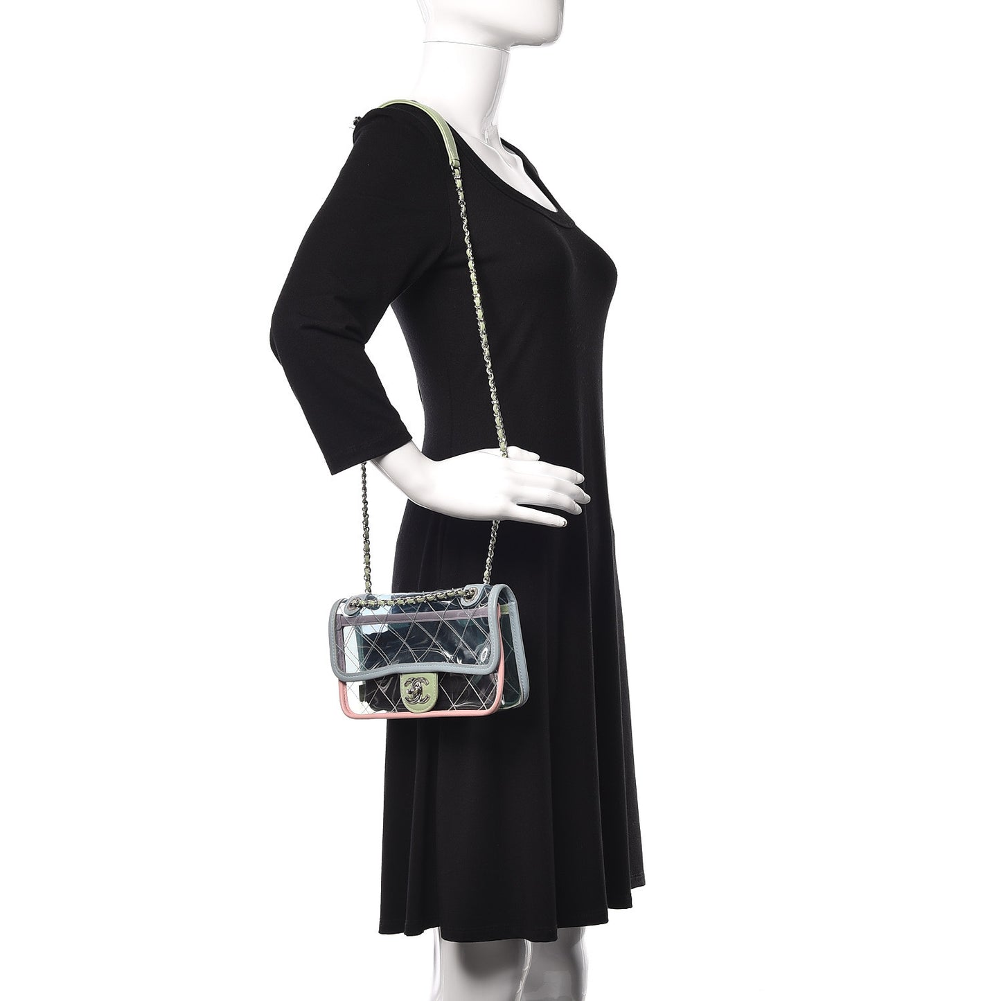 Lambskin PVC Quilted Mini Coco Splash Flap Blue Green