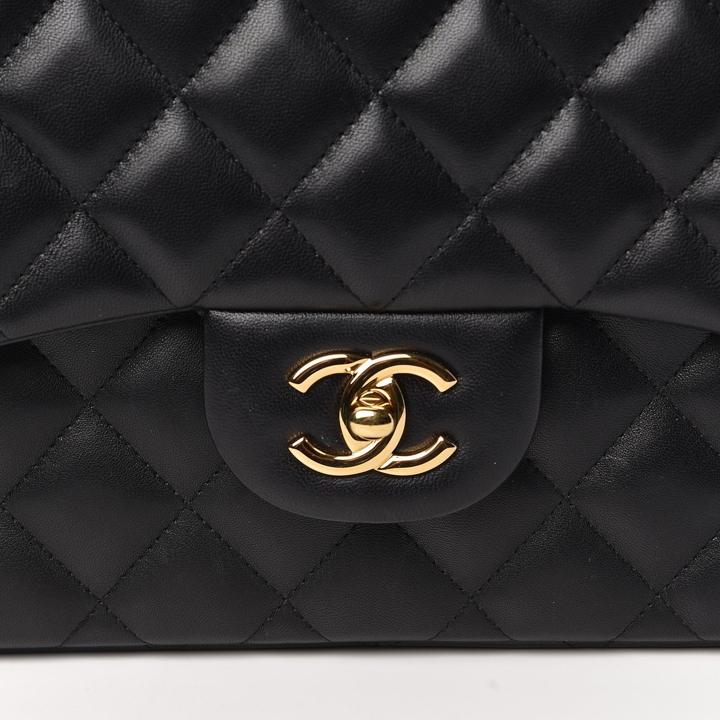 Lambskin Quilted Jumbo Double Flap Black