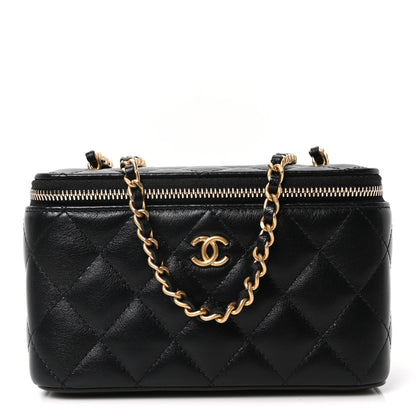 Chanel Lambskin Quilted Pearl Crush Small Vanity Case With Chain Black 1 of 11