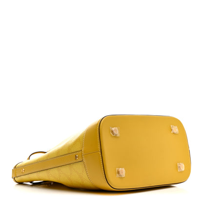 MCM Lauretos Spanish Calfskin Medium Himmel Drawstring Bucket Bag Lemon Gold 5 of 12