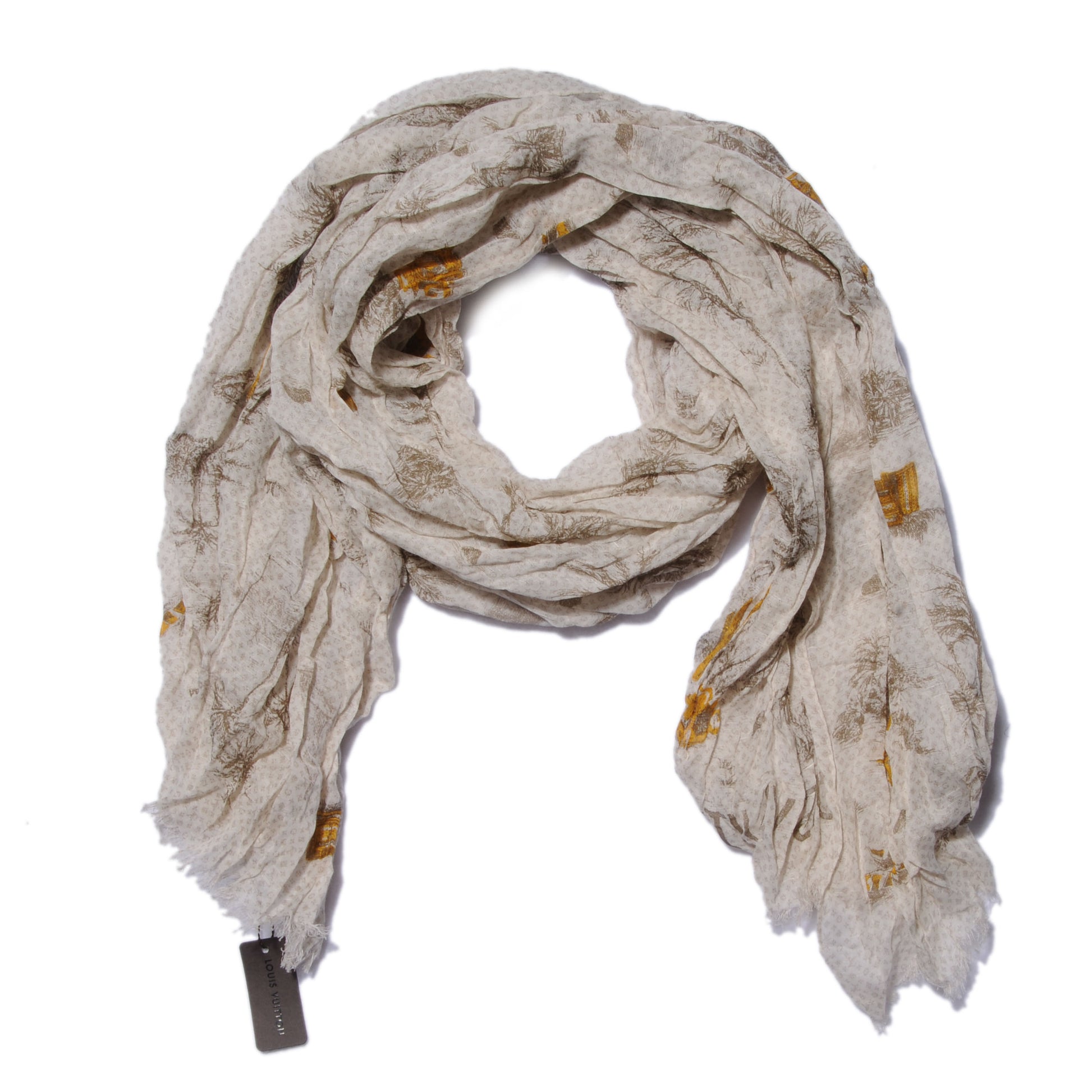Louis Vuitton Cotton Linen Toile Etole De Louis Pareo Beige 3 of 8