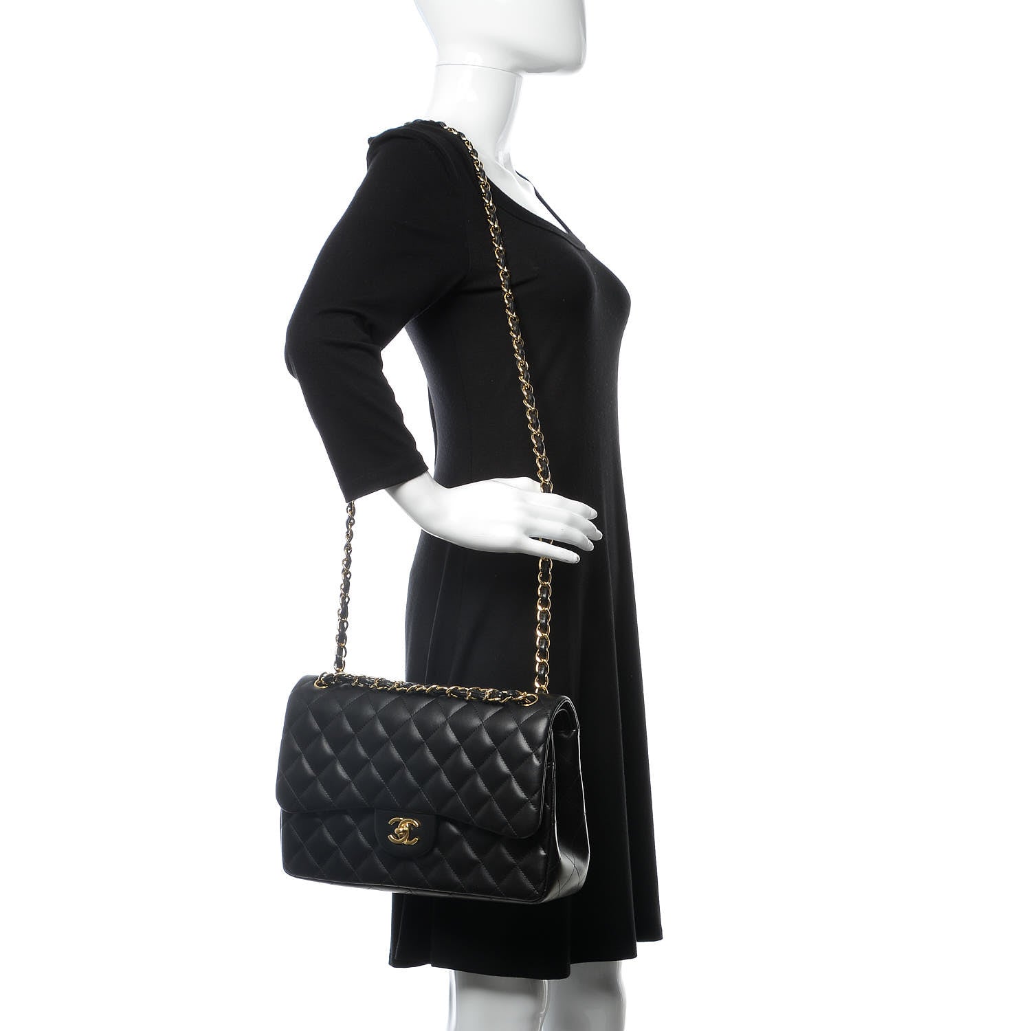 Chanel Lambskin Quilted Jumbo Double Flap Black 3 of 8