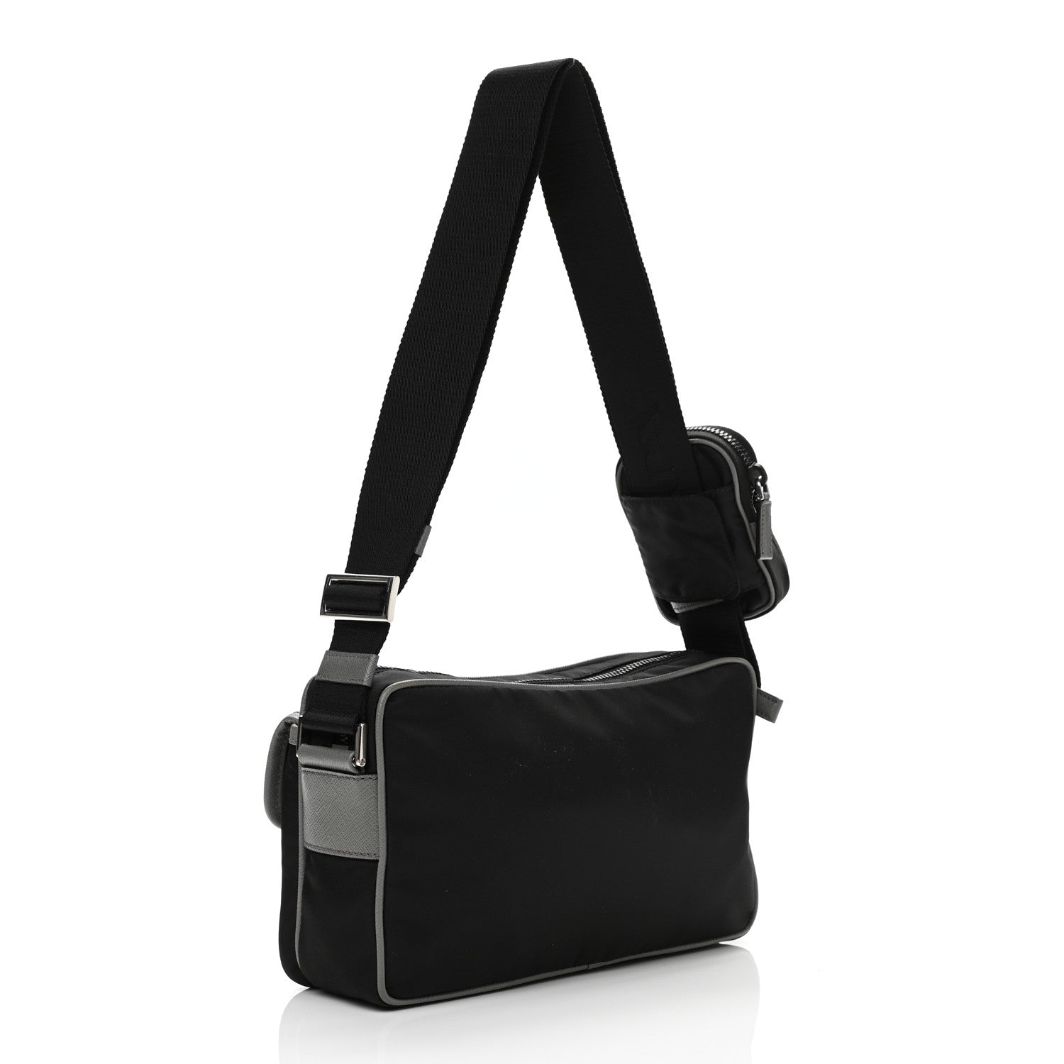 Prada Tessuto Nylon Saffiano Messenger Bag Black Royal Marmo 3 of 10