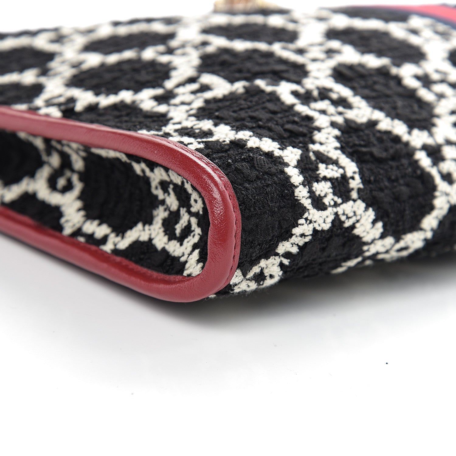 Gucci Tweed GG Monogram Large Rajah Chain Tote Romantic Cherry Black White 7 of 9