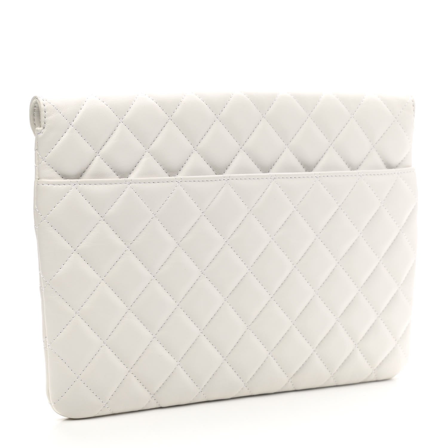 Chanel Calfskin Quilted Enchained Clutch White 3 of 8
