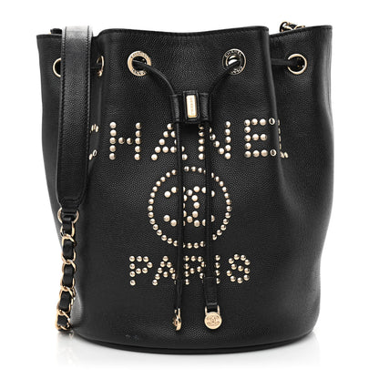 Chanel Caviar Deauville Drawstring Bucket Bag Black 1 of 10
