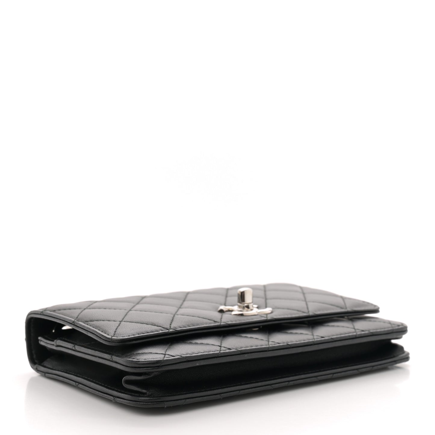 Lambskin Quilted Trendy CC Wallet On Chain WOC Black