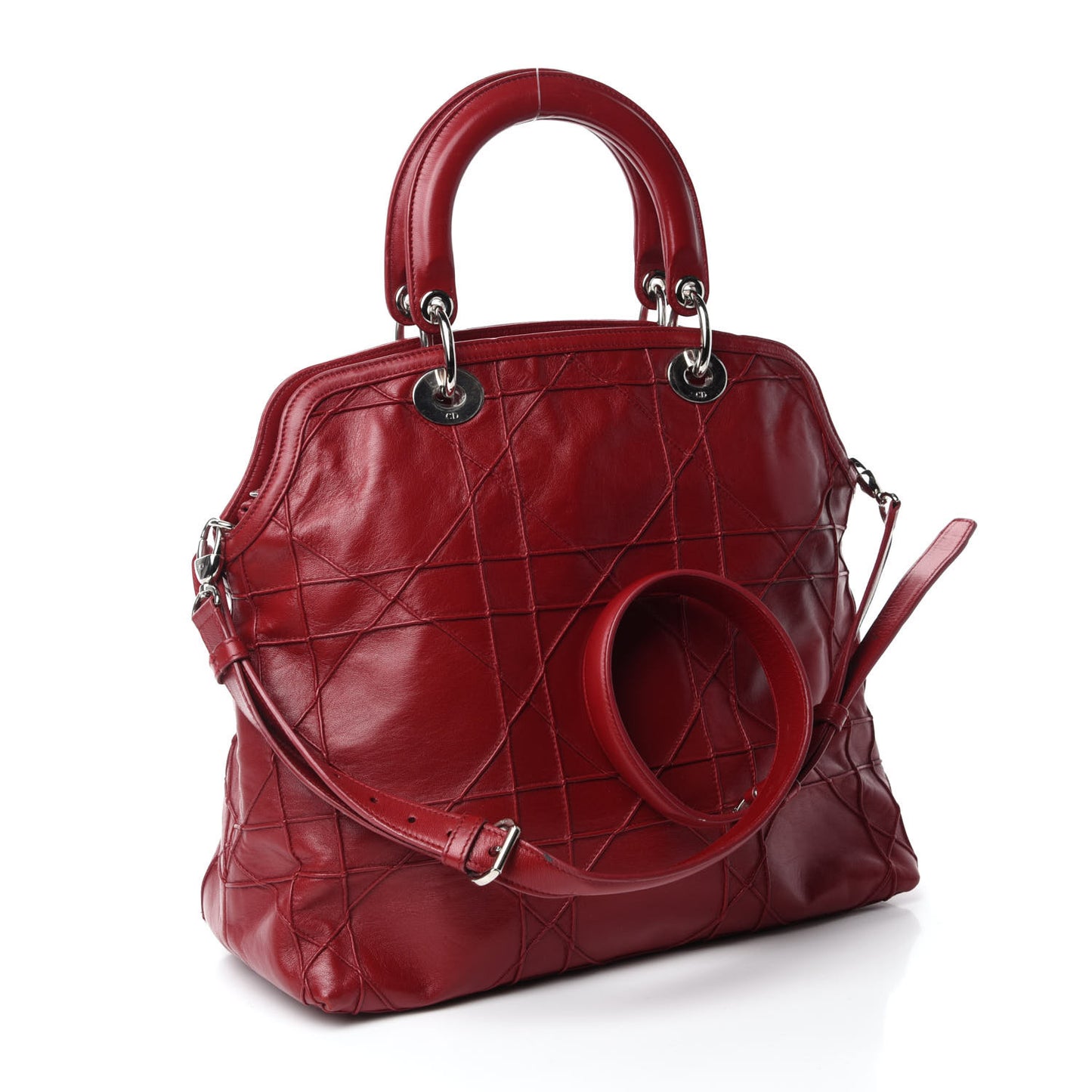 Lambskin Cannage Medium Granville Tote Red